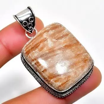 Оранжевый амазонит, драгоценный камень 925, посеребренный кулон ручной работы, 1,89 дюйма 1.89 оранжевый