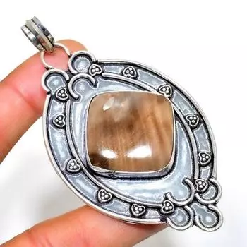 Оранжевый амазонит, драгоценный камень 925, посеребренный кулон ручной работы, 3,21 дюйма 3.21 оранжевый