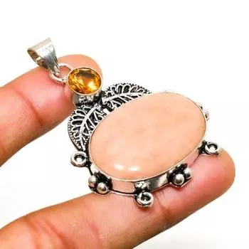 Оранжевый авантюрин и цитрин, серебряная подвеска 925 пробы, 2,08 дюйма 2.08 оранжевый