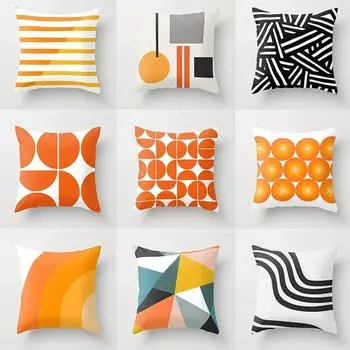 Оранжевый геометрический декоративный наволочка для гостиной, офиса, дома, наволочка для автомобиля, украшения 40x40cm