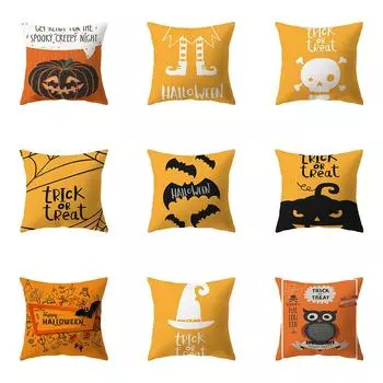 Оранжевый Хэллоуин Тема ужасов с принтом тыквы и рисунком наволочка для дома, гостиной, украшения дивана, подушка, наволочка 40X40CM