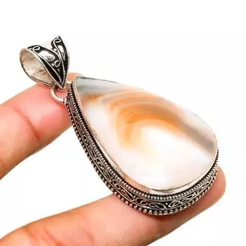 Оранжевый кружевной агат, драгоценный камень ручной работы, посеребренная подвеска 925 пробы, 2,27 дюйма 2.27 оранжевый