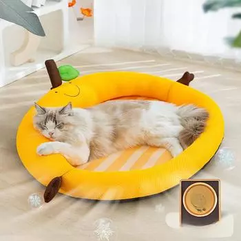 Оранжевый летний милый фруктовый комплект спинки для кошек, летний дышащий, рассеивающий тепло, износостойкий, устойчивый к царапинам коврик-гнездо для кошек S