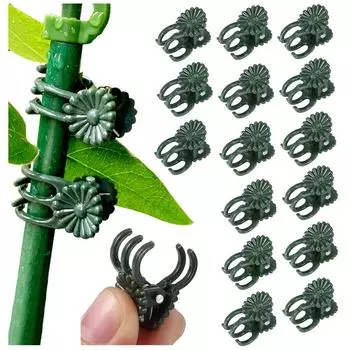 Orchid Stem Clip Plant Support Dark Green Plant Clips Vine Stem Flower Grow Upright Branch Clamp Garden Tool plant clips 50pcs