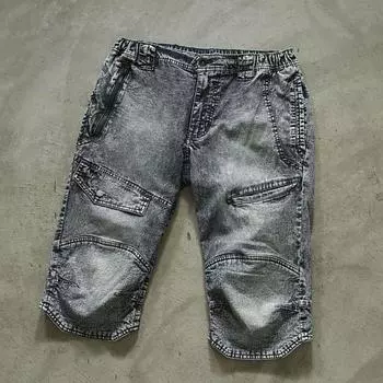 Orders Exported to Japan Boutique Men s and Women s Same Summer Demin shorts Street Ins Women Heavy Washed Denim Fifth Pants Cotton Overalls Washed gray and black L