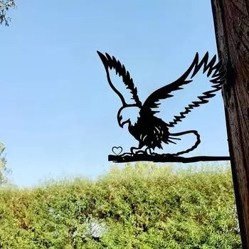 Орел на ветке стальной силуэт настенная художественная металлическая уличная статуя для дома, сада, двора, патио - идеальное украшение для подарка на день рождения бежевый