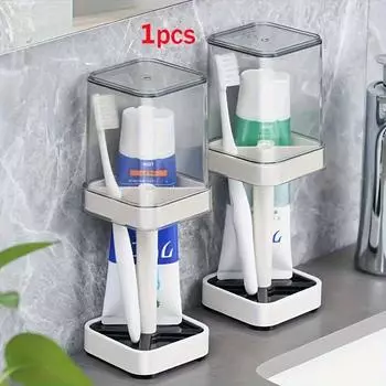 Органайзер-держатель для зубных щеток - пластиковая подставка для зубных щеток и зубной пасты, отдельно стоящее место для хранения на столешнице для ванной комнаты и кухни, электричество не требуется белый