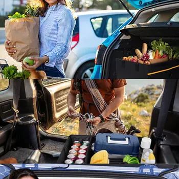 Органайзер для багажника автомобиля, складной, для подарков, ткань Оксфорд, для хранения, для уборки, с несколькими отделениями серый