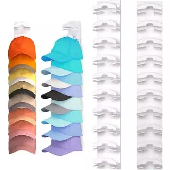 Органайзер для бейсболок, вешалка для шляп на стену с сильным клеем для 10 шляп, многослойный органайзер для хранения кепок с двумя вариантами крепления(белый) One Size