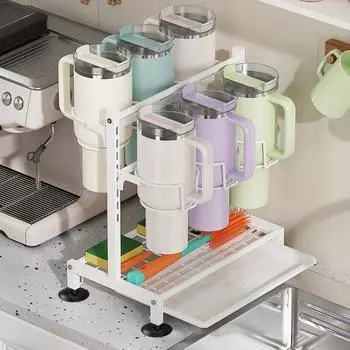 Органайзер для бутылок с водой, регулируемая конструкция, высокая устойчивость, нескользящая, простая установка, многофункциональная сушилка, органайзер для специй чёрный