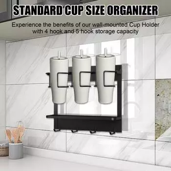 Органайзер для бутылок с водой Yousheng объемом 20-40 унций, подставка для хранения стаканов с держателем для трубочки, настенный органайзер для кружек для кухни B