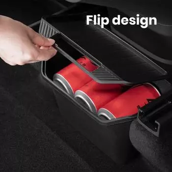 Органайзер для центральной консоли автомобиля с крышкой, большая вместимость, бесшовный скрытый дизайн, ящик для хранения, автоматический внутренний органайзер для Tesla Model Y чёрный