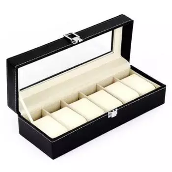 Органайзер для часов 6 слотов пылезащитный влагозащитный прозрачный футляр для часов с окном для домашнего хозяйства