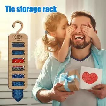 Органайзер для галстуков с крючком для подвешивания, деревянная многослойная толстая вешалка для галстуков, держатель для мужских ремней, подарок на День отца, органайзер для шарфов, стойка для шкафа C