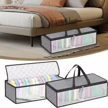 Органайзер для гардероба, ящик для хранения одежды, водостойкий ящик для хранения одежды под кроватью, большая вместительная пыленепроницаемая сумка для хранения, экономия места серый