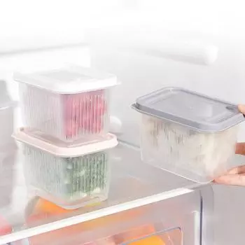 Органайзер для холодильника, не содержащий бисфенола А, с крышкой, сливная корзина, прозрачный контейнер для хранения фруктов и овощей, поставка холодильника Dual Layer