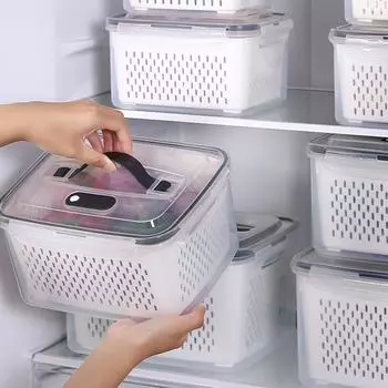 Органайзер для холодильника, ящик для хранения свежих овощей, фруктов, сливная корзина, контейнеры для хранения, кладовая, кухонный органайзер