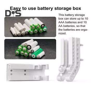 Органайзер для хранения аккумуляторов, высокая прочность, большая емкость, простая установка, настенный контейнер для хранения аккумуляторов белый