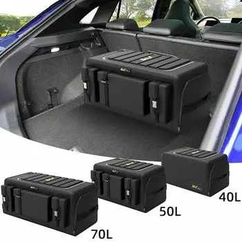 Органайзер для хранения багажника автомобиля 50л с крышкой, универсальный органайзер для багажника автомобиля, ящик для хранения из ткани Оксфорд, складной органайзер, автомобильные аксессуары 50L чёрный