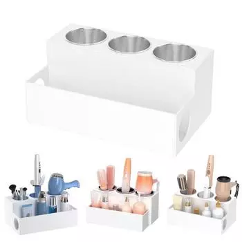 Органайзер для хранения инструментов для волос, вместительная, экономящая место многофункциональная стойка для хранения фена для волос белый