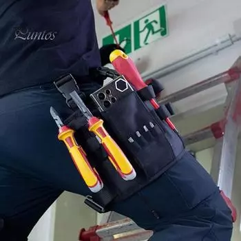 Органайзер для хранения инструментов с регулируемым ремнем Компактный дизайн Быстросъемная сумка для инструментов электрика с зажимом для ремня Портативная сумка для инструментов чёрный