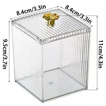 Органайзер для хранения косметики, баночка для ванной, коробка для хранения ватных палочек, квадратный контейнер прозрачный
