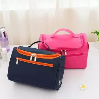 Органайзер для хранения макияжа с ручкой, водонепроницаемая ткань Оксфорд, удобная ручная косметичка-контейнер для дома темно-синий