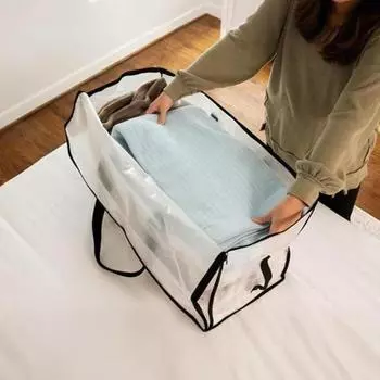 Органайзер для хранения одеял, сумка для переезда с ручкой, большая вместимость, складная конструкция, многоразовая сумка для хранения одежды и брюк с двухсторонними молниями