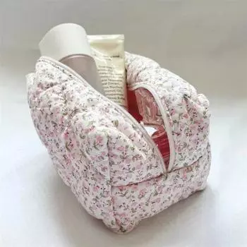 Органайзер для хранения, пухлые стеганые косметички с цветочным принтом, косметичка с цветочным принтом, большая дорожная косметичка, аксессуары для макияжа