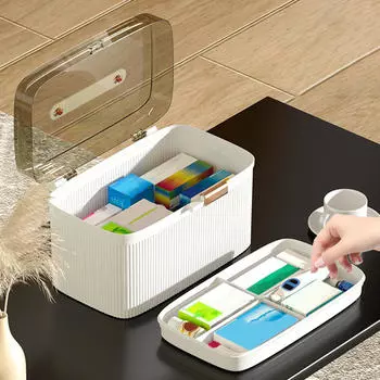 Органайзер для хранения вещей, контейнер для хранения, 2-слойный чехол, прозрачная коробка для художественных ремесел для столешницы для ногтей M