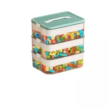 Органайзер для игрушек, ящик для хранения игрушек Lego Box, детские игрушки, штабелируемые строительные блоки с крышкой, контейнер для хранения Lego, регулируемый пластиковый ящик для игрушек, 3 яруса (Зеленый, зелёный
