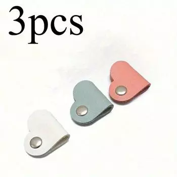 Органайзер для кабелей в форме сердца из искусственной кожи, клипсы для организации кабелей наушников