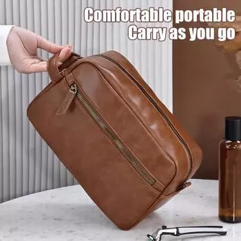 Органайзер для косметичек с несколькими отделениями, большой вместимостью, застежкой-молнией, многоцелевая водонепроницаемая дорожная косметичка коричневый