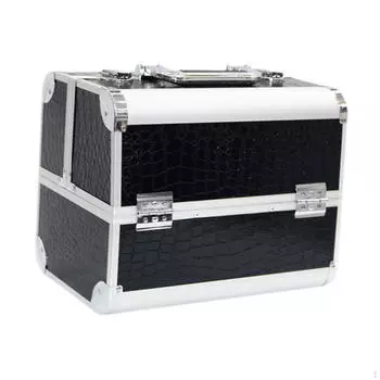 Органайзер для косметики, косметический чехол для хранения, твердый корпус, запирающийся на замок, для дизайна ногтей чёрный