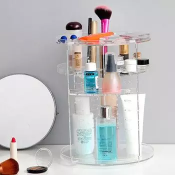 Органайзер для косметики, ящик для хранения, большая вместимость, многоцелевой, прозрачный, вращающийся на 360 градусов, органайзер для косметики, косметический дисплей чёрный
