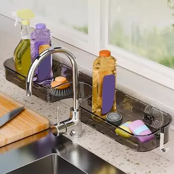 Органайзер для кухонного крана Yousheng, стойка для хранения, прочная, несущая, простая в установке, держатель для полотенец с присоской, сливная стойка