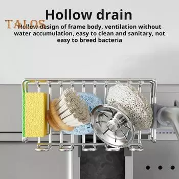 Органайзер для кухонной мойки, стойка для хранения, устойчивая к коррозии, вентилируемая конструкция, органайзер для кухонной мойки с крючком A
