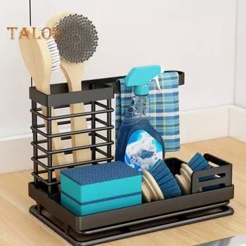 Органайзер для кухонной раковины, полый органайзер, простая установка, прочный, прочный, для хранения кухонных вещей, раковина, корзина для щеток, кухонные гаджеты белый