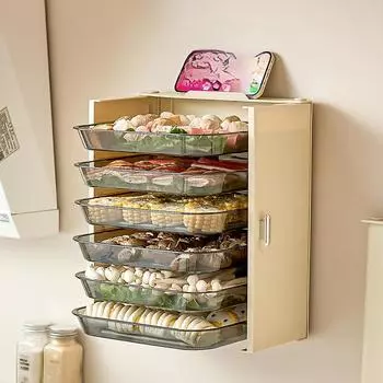 Органайзер для кухонных принадлежностей, 6-слойный лоток для посуды, многофункциональные настенные полки, органайзер для кухни кремовый