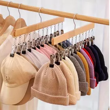 Органайзер для леггинсов для гардероба, деревянные вешалки с 12 металлическими зажимами, вешалки для экономии места, органайзер для шапок, юбок, топов, галстуков, кофточек чёрный
