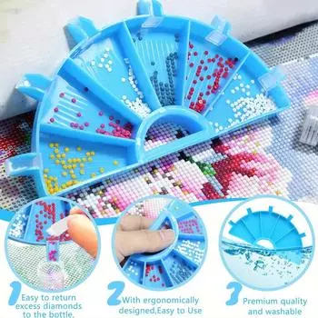Органайзер для лотков с принадлежностями для алмазной живописи, инструменты для алмазного искусства, сортировщик лотков со стразами, контейнер для хранения страз для алмазной живописи - лоток на 6 ячеек 1 set синий
