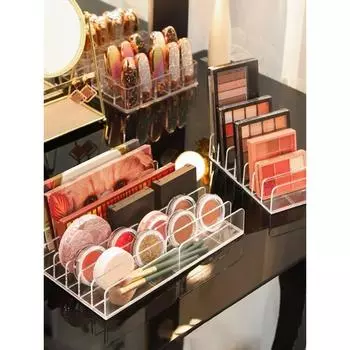 Органайзер для макияжа, настольный многоячеечный дисплей, коробка для макияжа, румяна, косметическая полка, 7 отделений, пластиковый лоток для теней для век, ящик для хранения