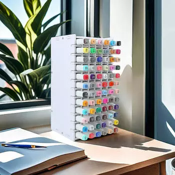 Органайзер для маркеров, держатель для цветных карандашей Fordesk, стойка для хранения красок 72Holes 14x13x27.8cm
