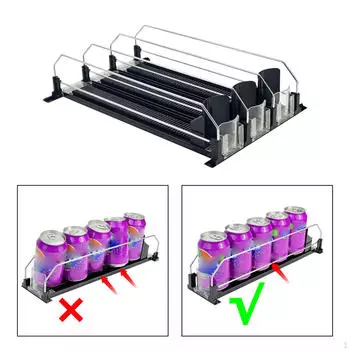 Органайзер для напитков для холодильника, автоматическая стойка для бутылок с пропеллером, прочный подпружиненный напиток 3 row black