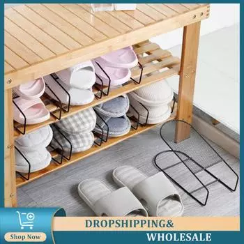 Органайзер для обуви из двух слоев железа, размещение обуви, прочный черный, для хранения обуви, прочный, двухслойный чёрный