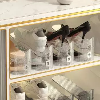 Органайзер для обуви Yousheng 2Pcs, двухслойная противоскользящая конструкция, прочная несущая стойка для обуви на высоких и низких каблуках чистый