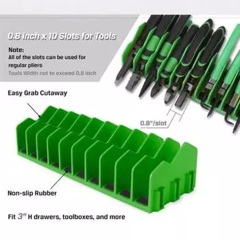Органайзер для плоскогубцев Yousheng, 10-слотовый, прочный, съемный, с нескользящей резиновой основой, ящик для инструментов, полка для инструментов, стойка для хранения ключей, отверток, молотков синий