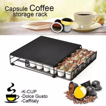Органайзер для ящиков для кофейных капсул, держатель для 36 капсул, прочная металлическая подставка для хранения K-Cups, аксессуары для кухонной стойки чёрный