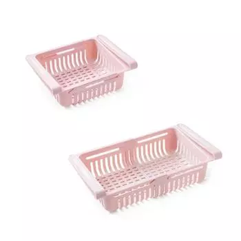 Органайзер для ящиков холодильника, выдвижной многофункциональный, экономящий место, ящик для хранения в холодильнике, розовый 20.5x16.4x7.6cm / 8.1x6.5x3.0in