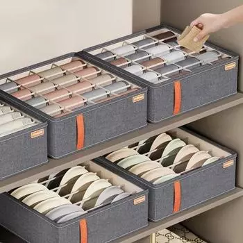 Органайзер для ящиков шкафа, нижнее белье, носки, ящик для хранения одежды, органайзер для гардероба, брюки, бюстгальтер, органайзеры для хранения носков 6 grids серый